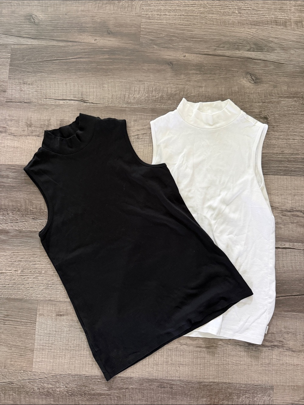 Sleeveless Mock Neck Tank Top - Black and White Lot NWOT